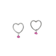 Sterling Silver Heart Studs with Pink Topaz