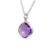Sterling Silver Kite-Shaped Amethyst Necklace