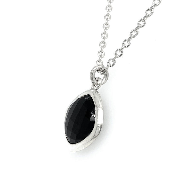 Sterling Silver Kite Shaped Onyx Necklace - "Silver and Black"