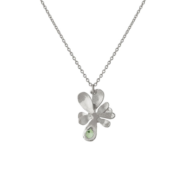 Sterling Silver and Peridot Necklace - "Single Rosette with Green"