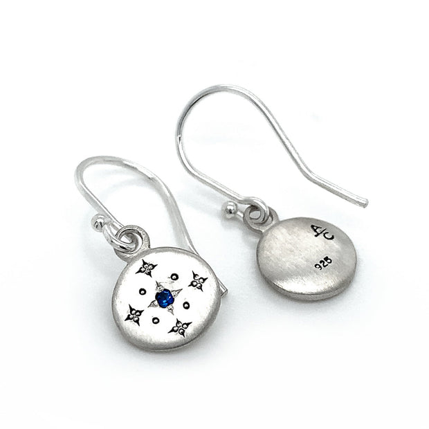 Sterling Silver and Sapphire Earrings - "New Moon"