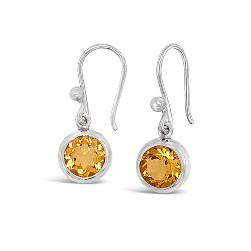 Sterling Silver Citrine Earrings - "Full Moon"
