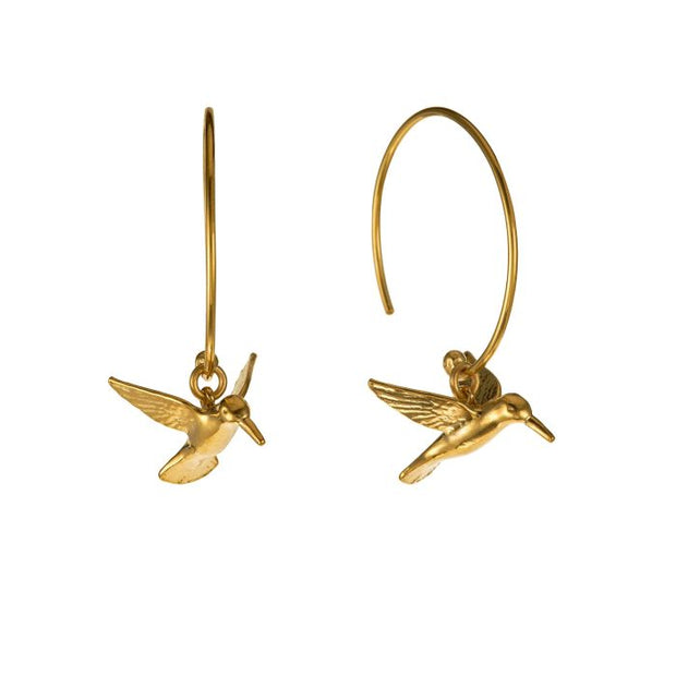 Gold Vermeil Hoop Earrings - "Hummingbird"