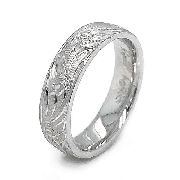 Sterling Silver Hand Engraved Ring - "Wisping Wind"