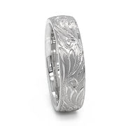 Sterling Silver Hand Engraved Ring - "Wisping Wind"