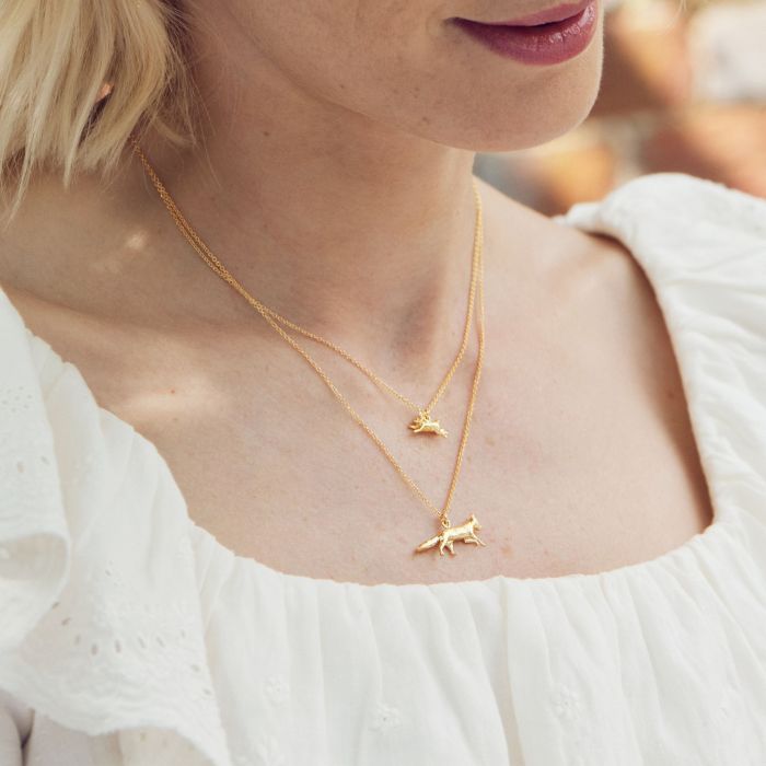 Gold Vermeil Necklace - "Prowling Fox"