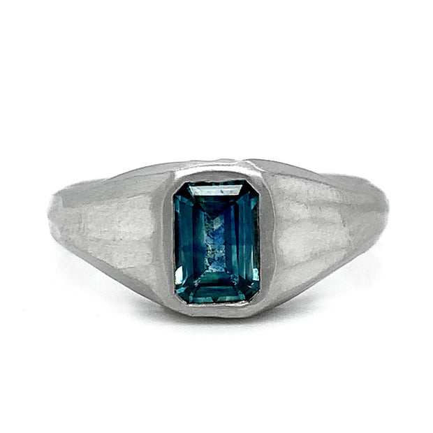 Emerald-Cut Montana Sapphire Signet Ring -"Roam Free"