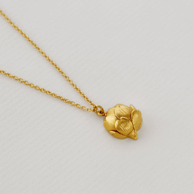 Gold Vermeil Necklace - "Artichoke with Engraved Heart"