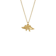 18K Yellow Gold Dinosaur Necklace - "Teeny Tiny Stegosaurus"
