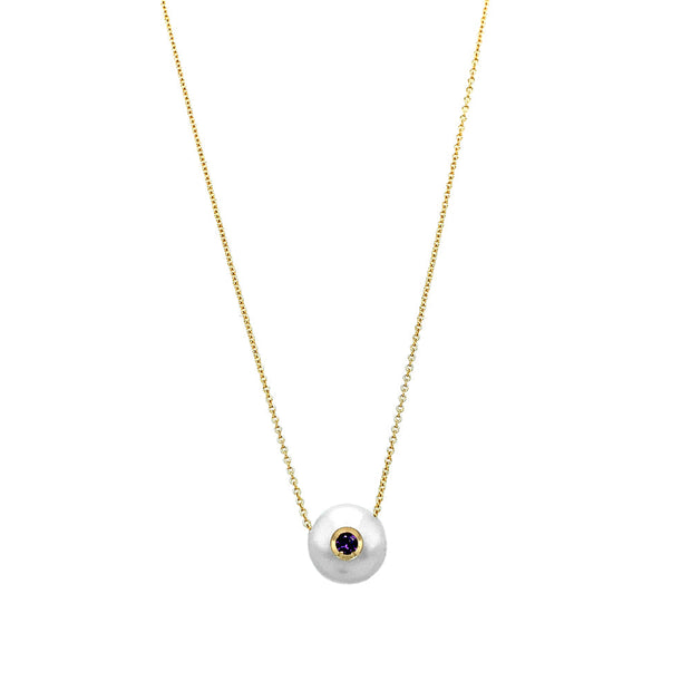 Montana Sapphire in a Pearl Necklace - "Deep Purple"