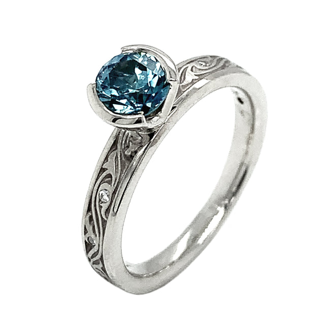 Montana Sapphire & Diamond Engagement Ring - "Wind and Waves"