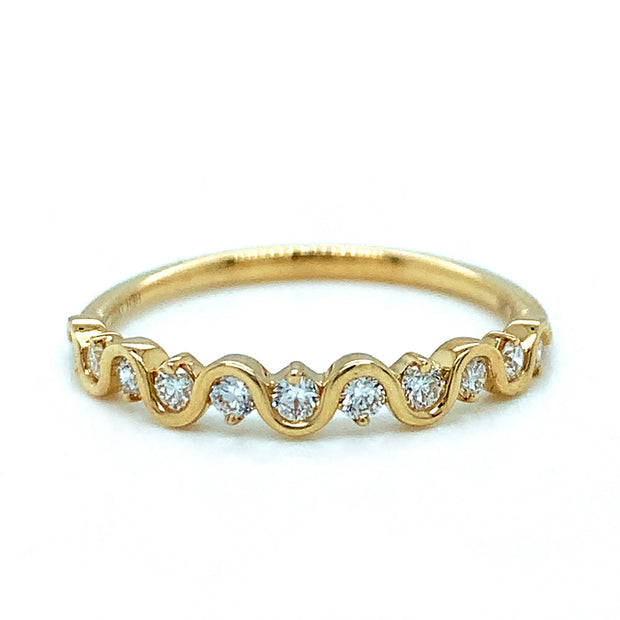 Yellow Gold Diamond Ring - "Curves & Sparkle"